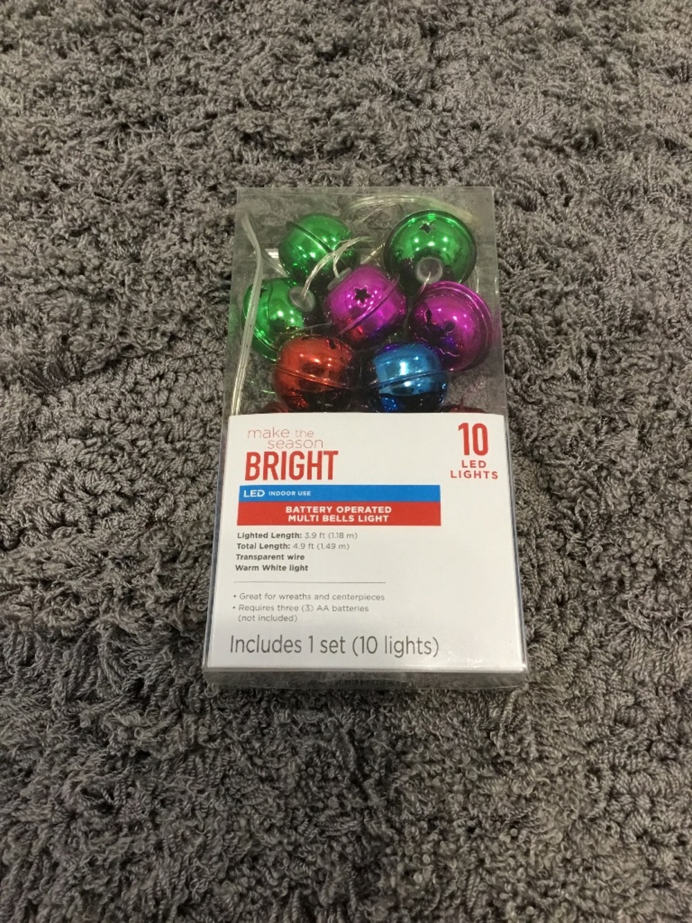 Make the Season Bright 10 LED Battery Operated Multi Bells Light